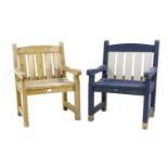 A pair of pine garden seats,