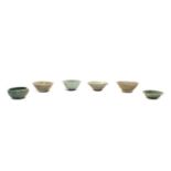Six Chinese Song period (?) celadon glazed bowls,