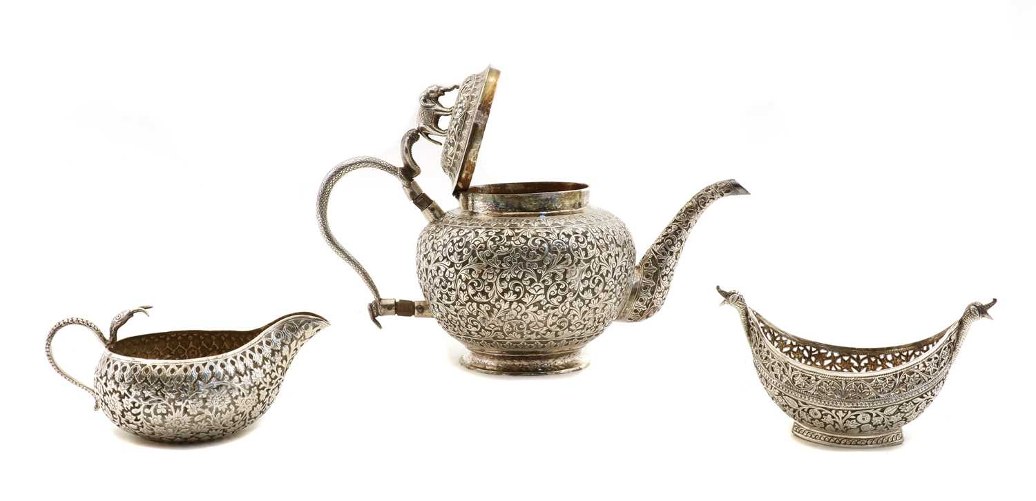 An Indian silver teapot, - Image 2 of 4