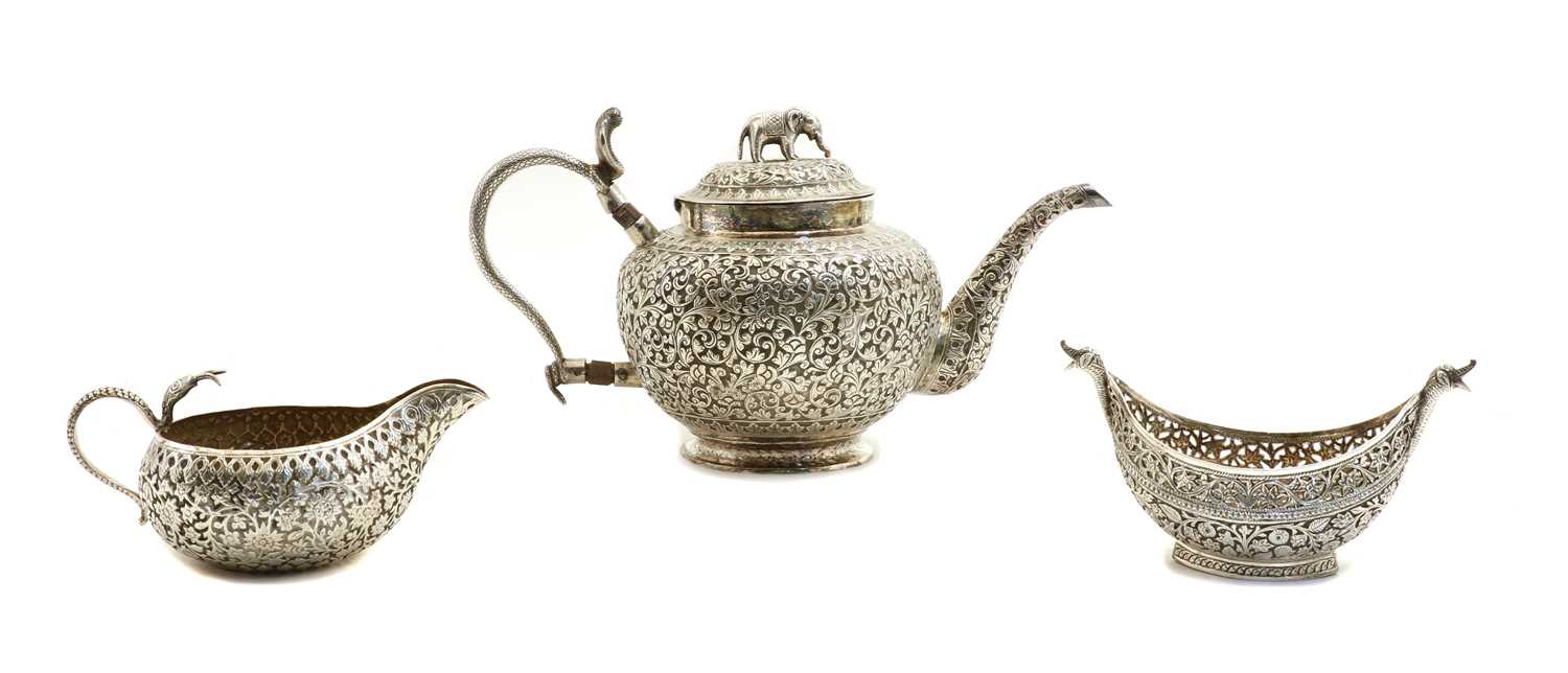 An Indian silver teapot,