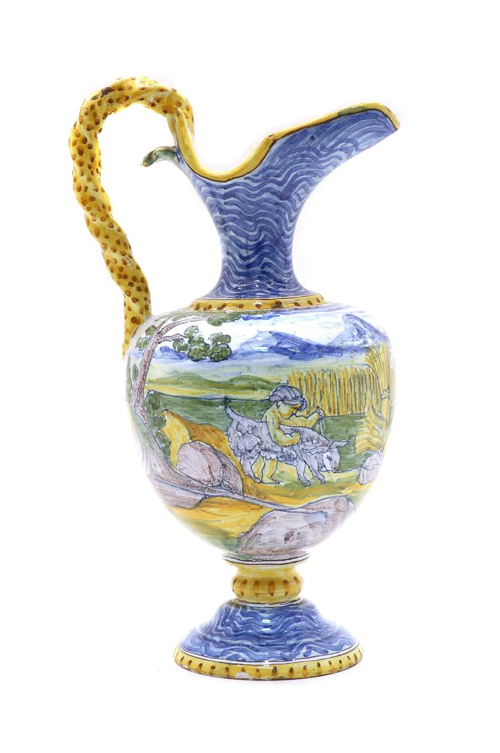 A Cantagalli style maiolica Askos,