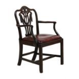 A George III Hepplewhite Period mahogany open armchair,