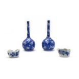 A pair of Chinese blue and white bottle vases,