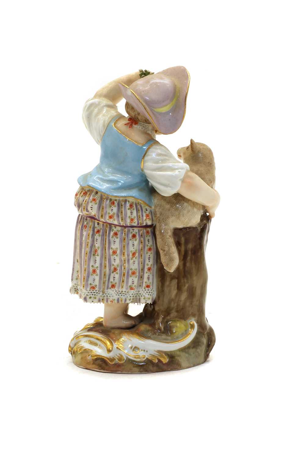 A Meissen figurine of a shepherdess with a lamb, - Image 2 of 3