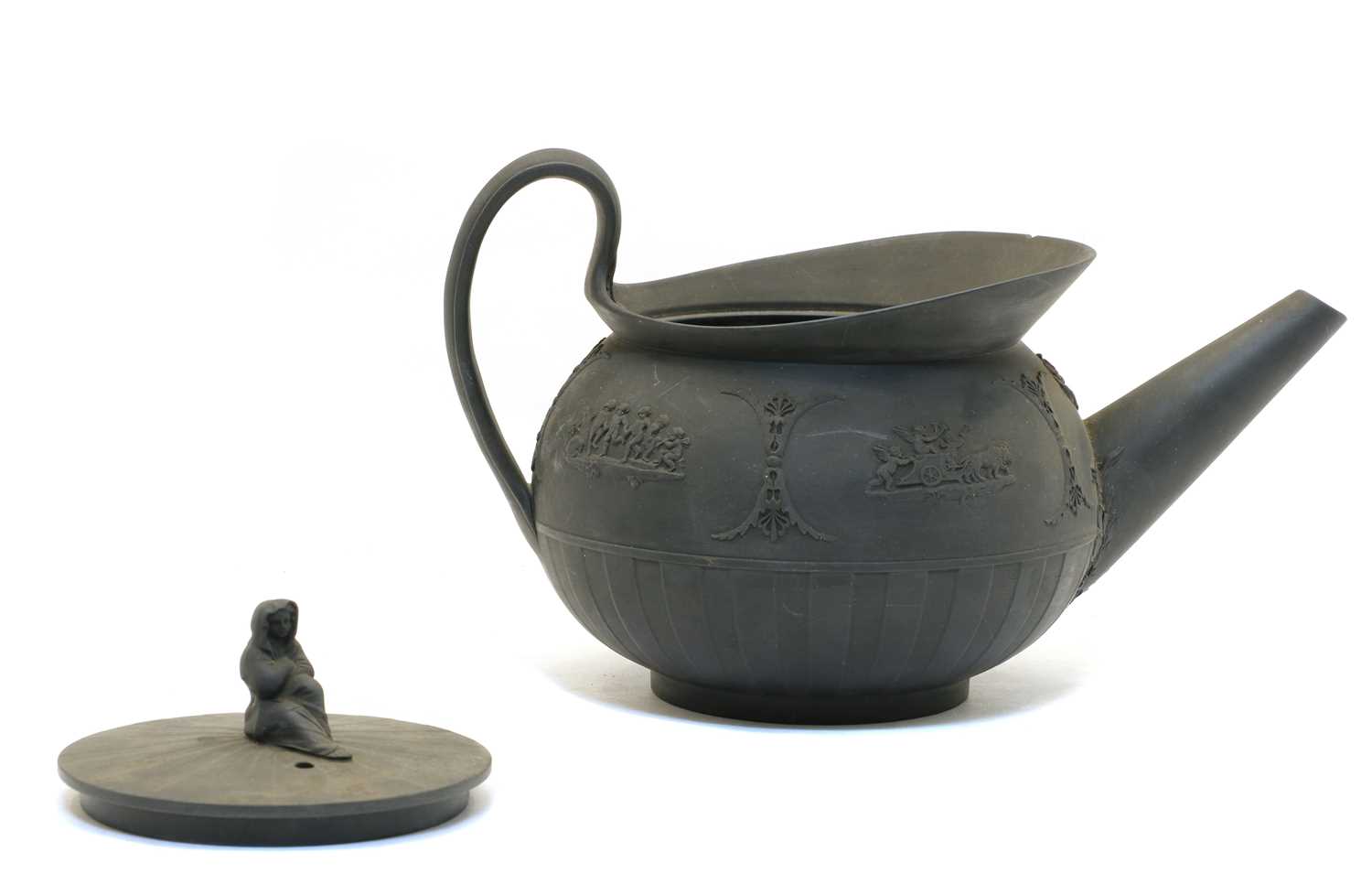 A Wedgwood black basalt teapot and cover, - Image 2 of 4