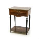 A late 19th century French rosewood work table,