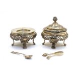 A pair of Austrian silver preserve jar stands,