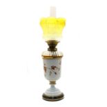 A Victorian painted glass oil lamp