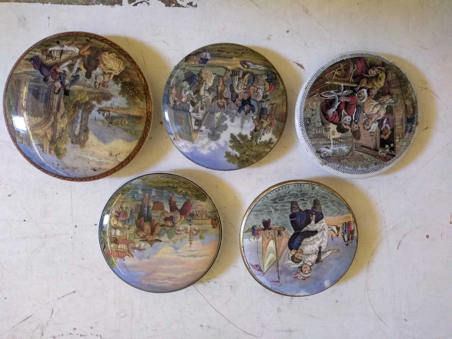 Twelve Victorian coloured pot lids, - Image 4 of 6