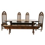 A large farmhouse dining table,