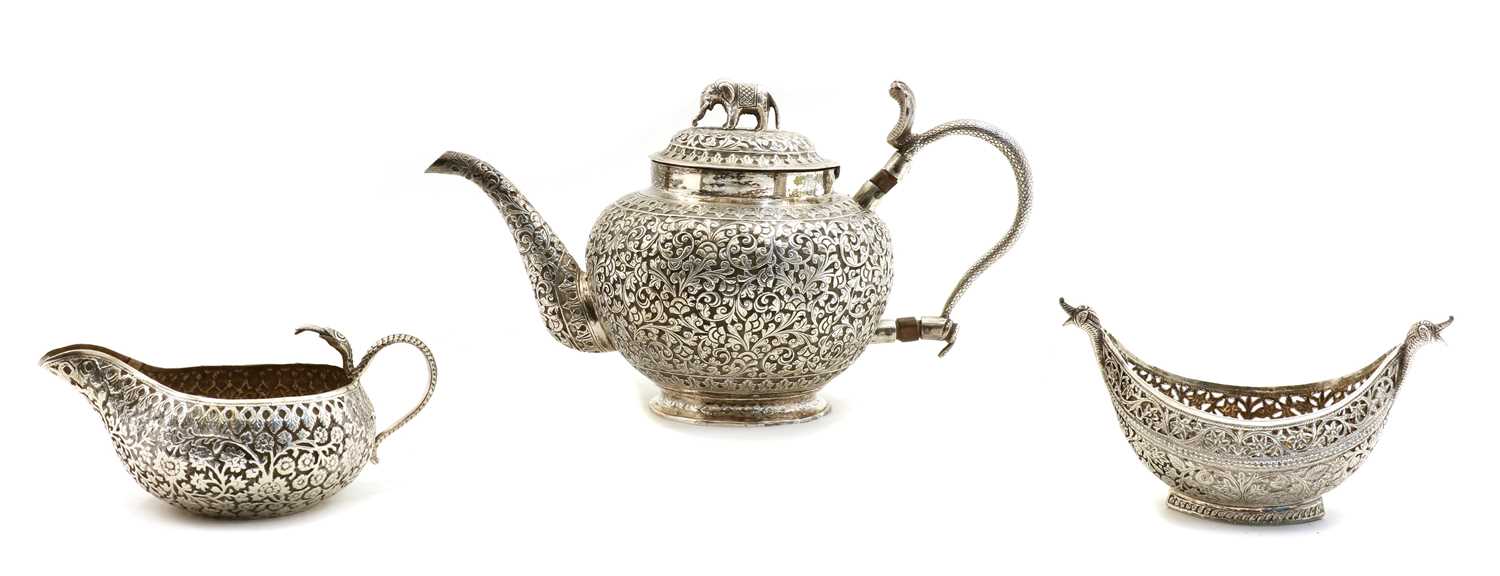 An Indian silver teapot, - Image 4 of 4