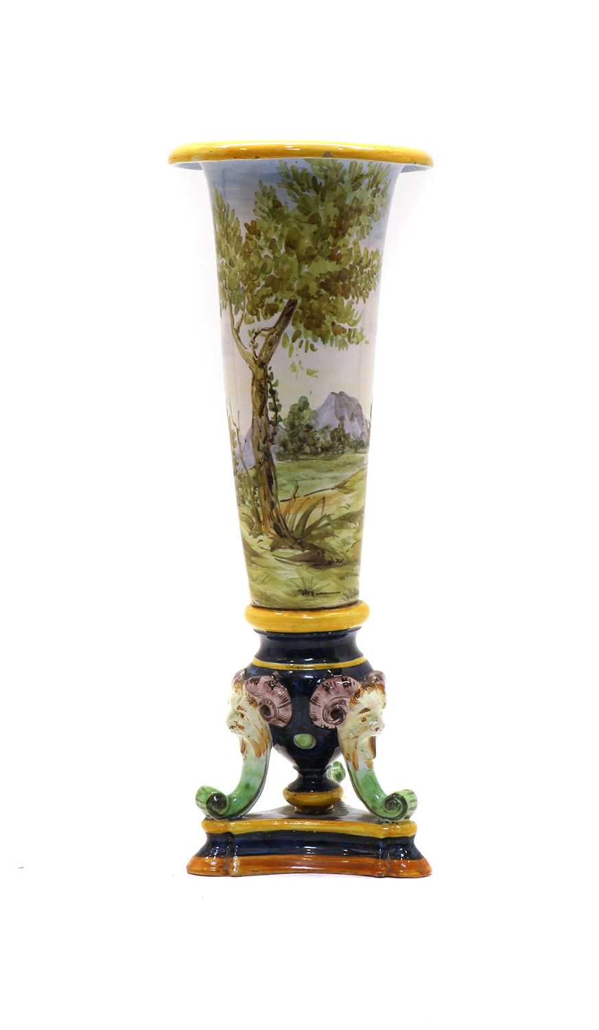 A tall faience vase, - Image 2 of 3