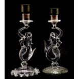 A composed pair of Murano glass candlesticks,