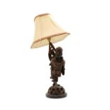 A Chinese hardwood table lamp,