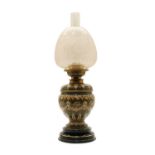 A Victorian Doulton Lambeth glazed stoneware oil lamp,