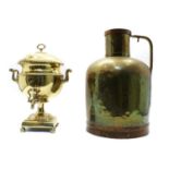 A 19th century brass samovar and a large jug
