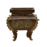 An 18th century Chinese gilt copper bombe shaped rectangular sensor,