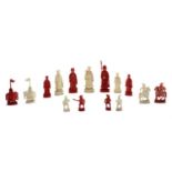 A Chinese ivory part chess set,