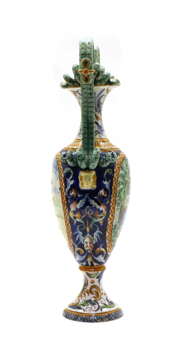 A Cantagalli type maiolica urn vase, - Image 3 of 3