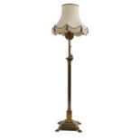 An Edwardian telescope brass standard lamp,