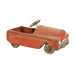 A child's tin plate pedal car,