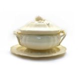 A Leeds creamware tureen with cover and stand