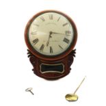 A 19th century mahogany cased drop dial wall clock