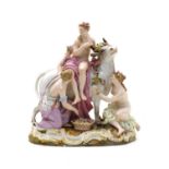 A Meissen porcelain figural group depicting Europa and the Bull,