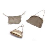 A silver mesh purse,