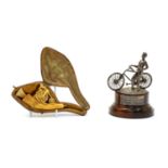 Cycling interest - a silver trophy finial and a meerschaum pipe