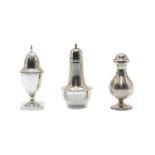 Three various silver casters,