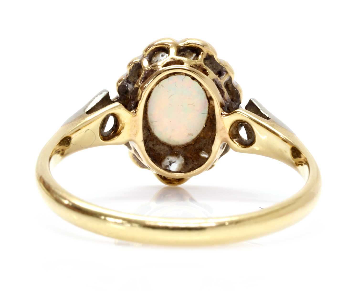 A gold opal and diamond cluster ring, - Image 2 of 3