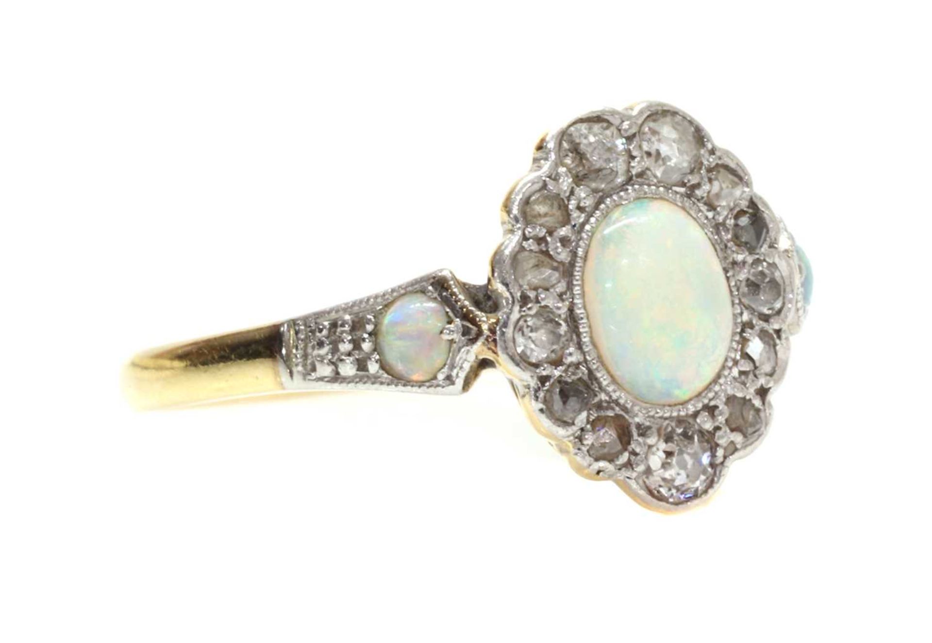 A gold opal and diamond cluster ring, - Image 3 of 3