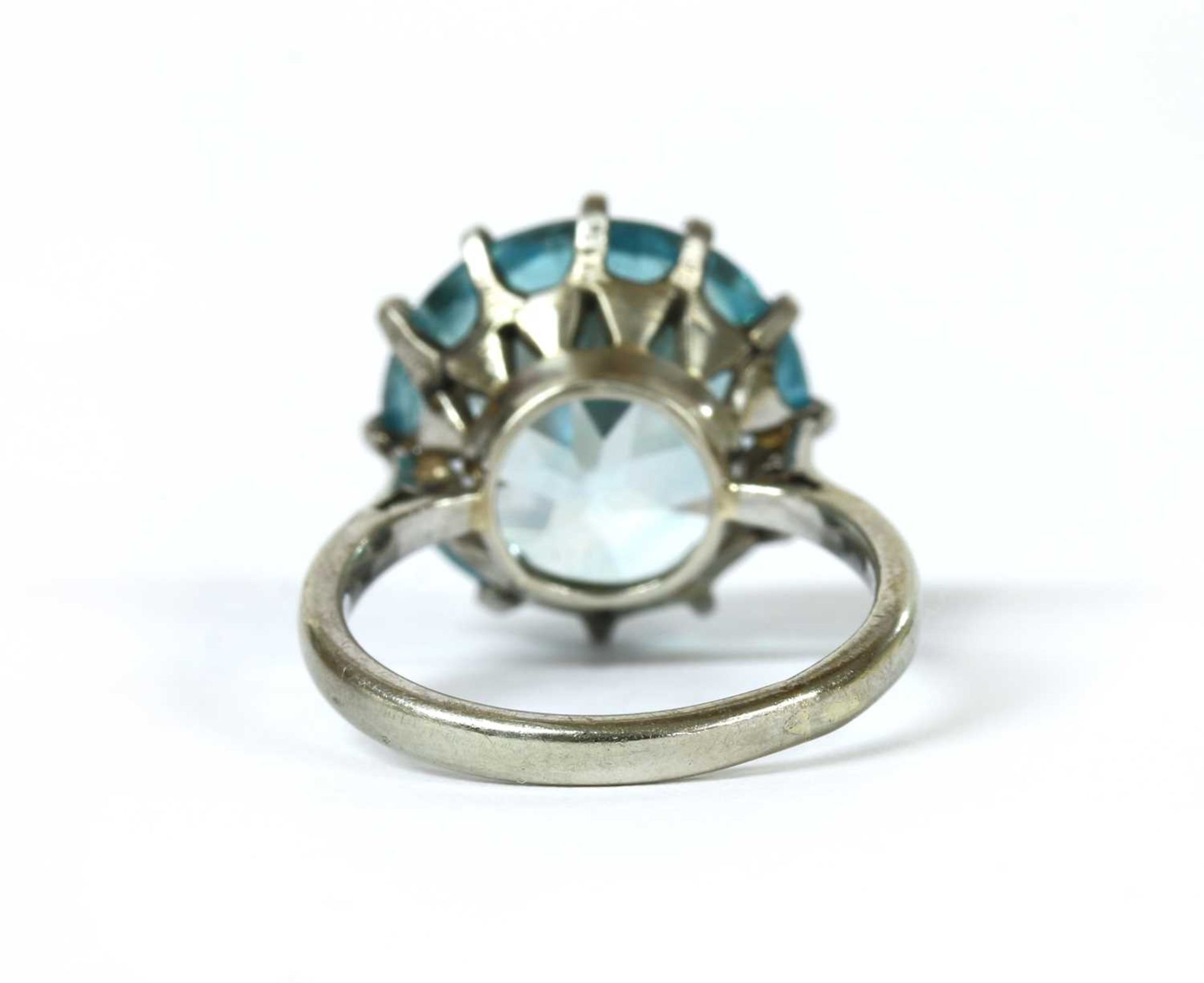 A white gold single stone blue zircon ring, - Image 3 of 3