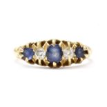 An Edwardian 18ct gold sapphire and diamond five stone ring,