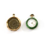 A gold pin set open-faced fob watch,