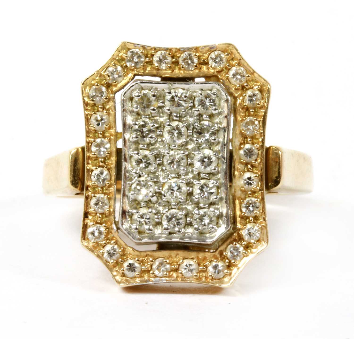 A two colour gold pavé diamond ring,