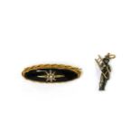 A Victorian gold onyx and split pearl brooch,
