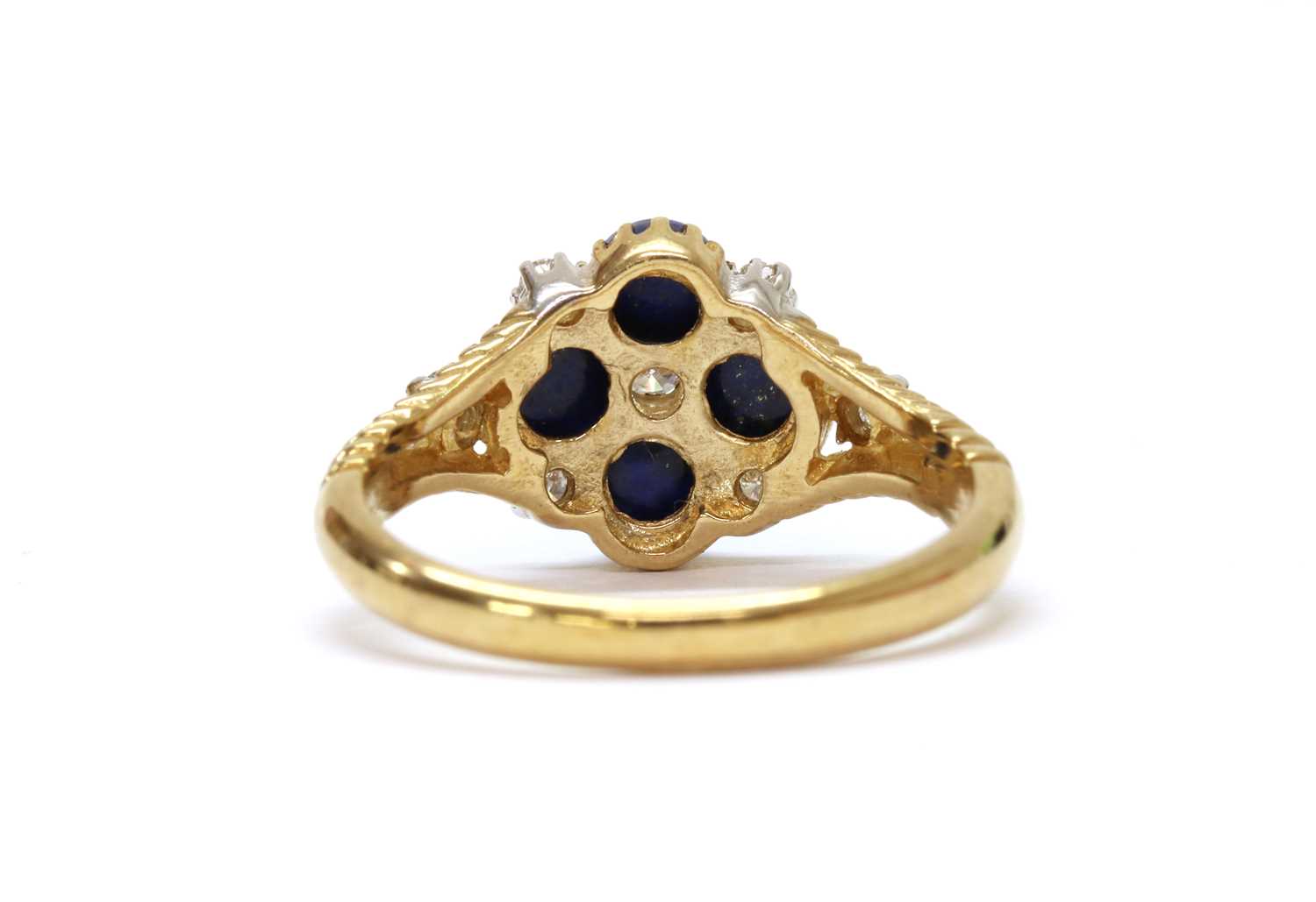 A 9ct gold diamond and lapis lazuli cluster ring, - Image 2 of 3