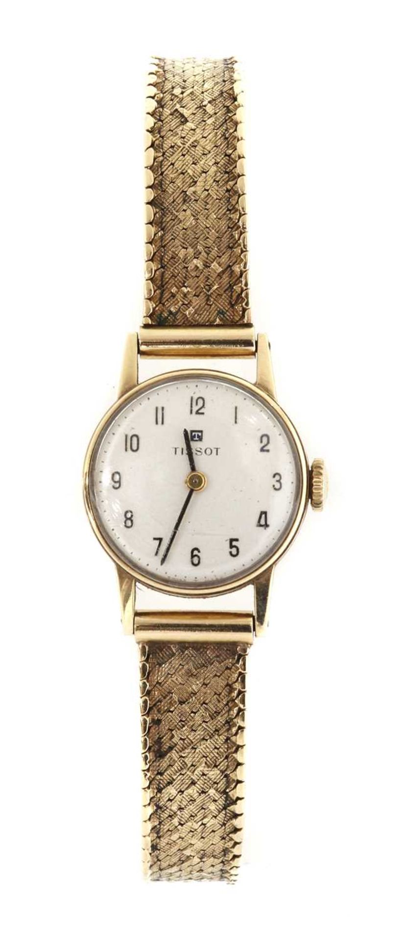 A ladies' 9ct gold Tissot mechanical bracelet watch,