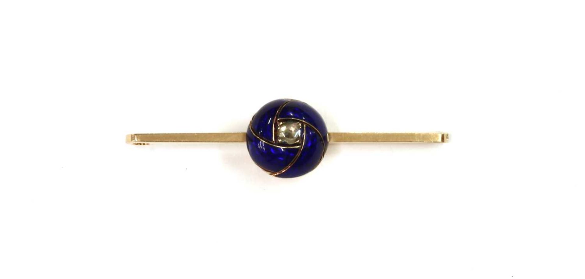 An early 20th century gold diamond and enamel bar brooch,