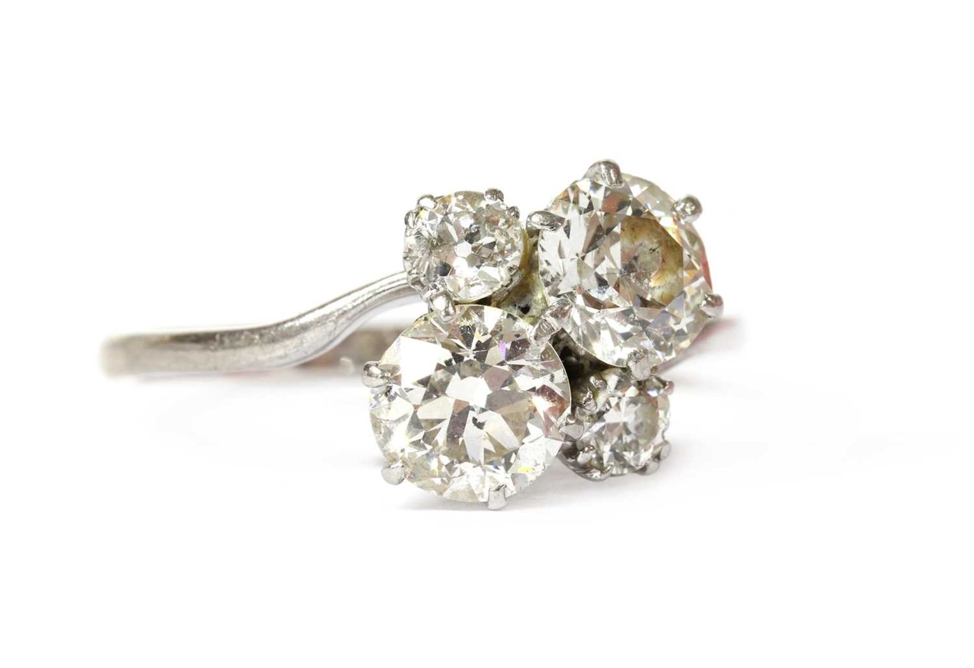 A white gold four stone diamond cluster ring, - Image 2 of 6