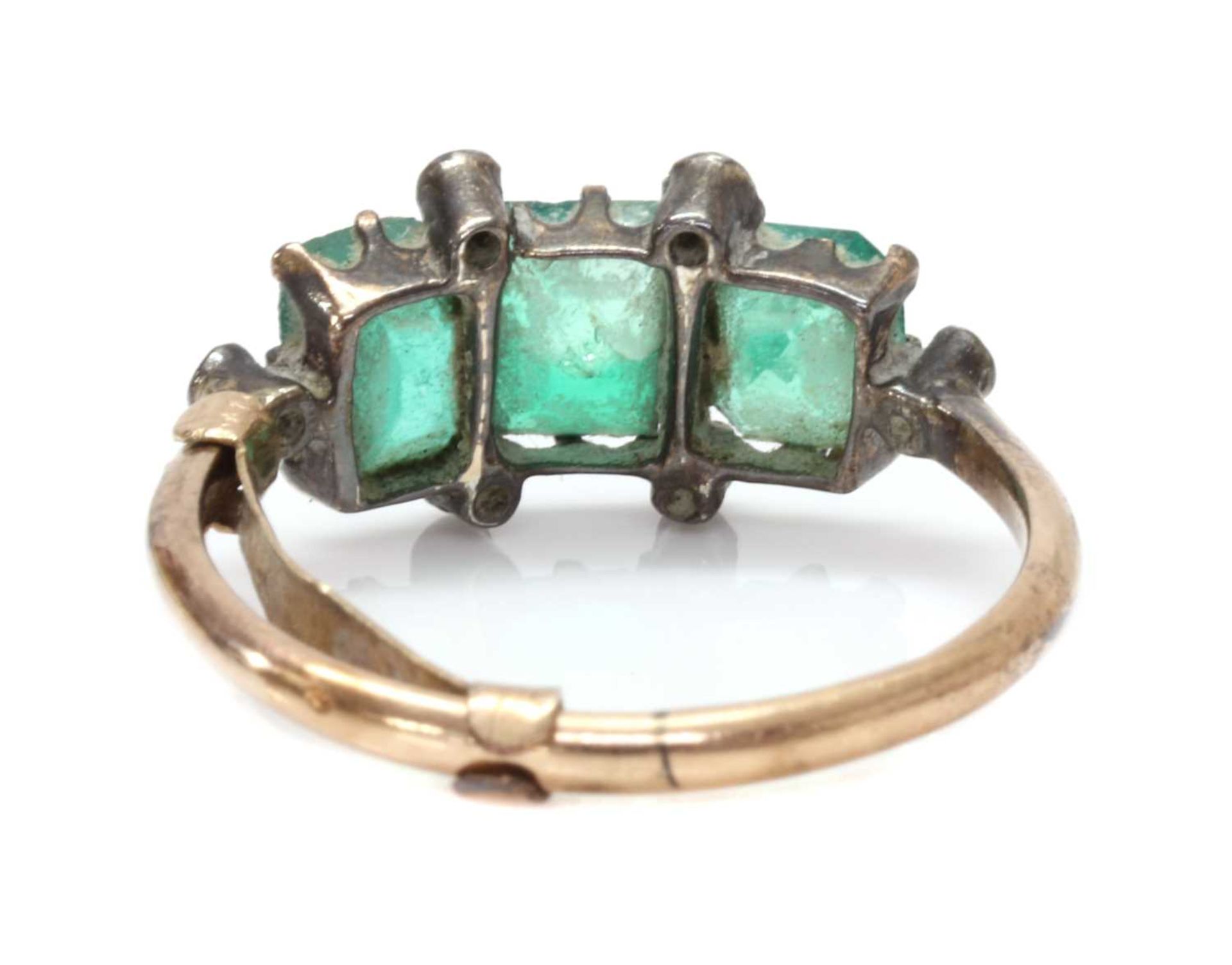 A gold and silver, emerald and diamond ring, - Image 3 of 3