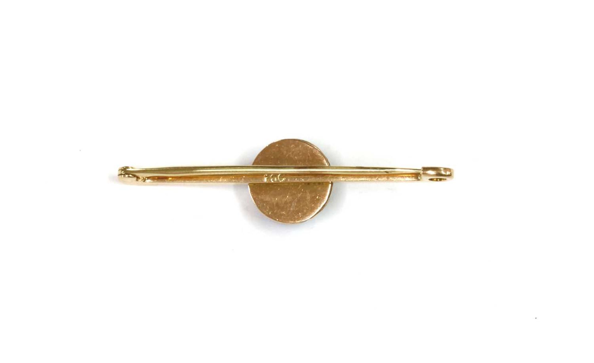 An early 20th century gold diamond and enamel bar brooch, - Image 2 of 2