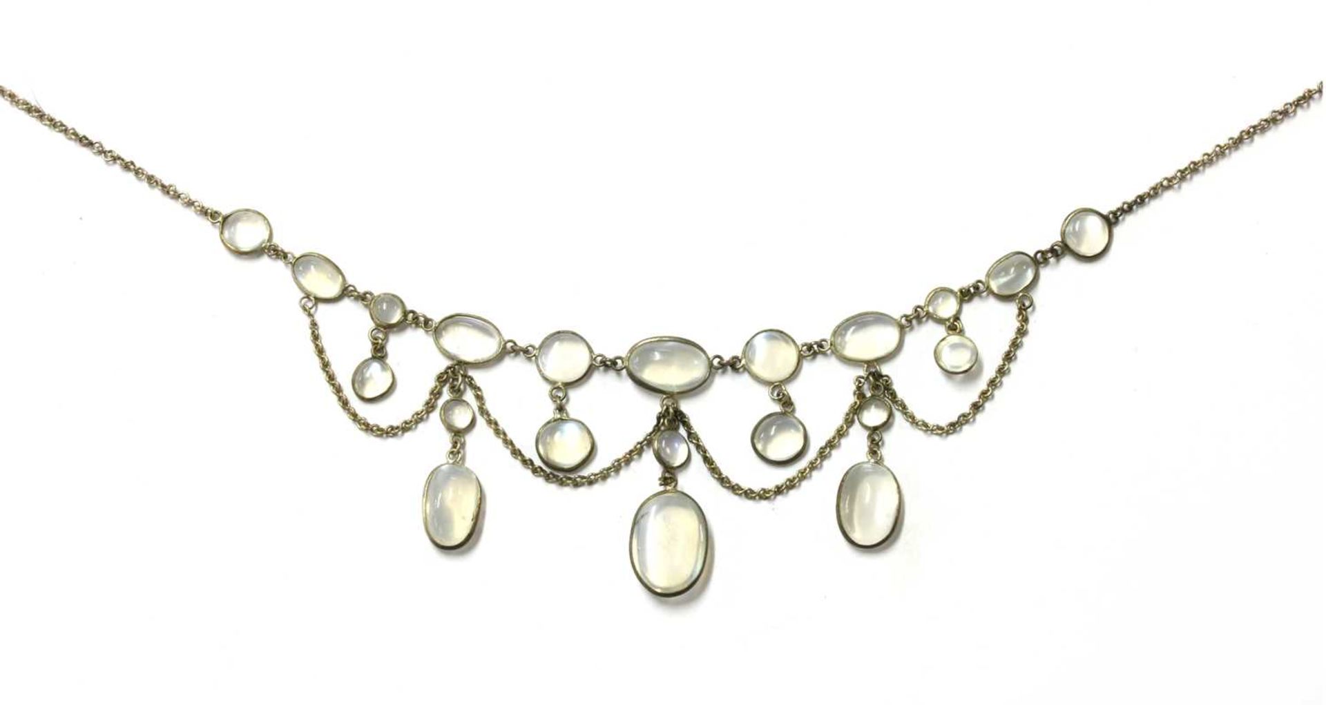 An Edwardian moonstone swag necklace,