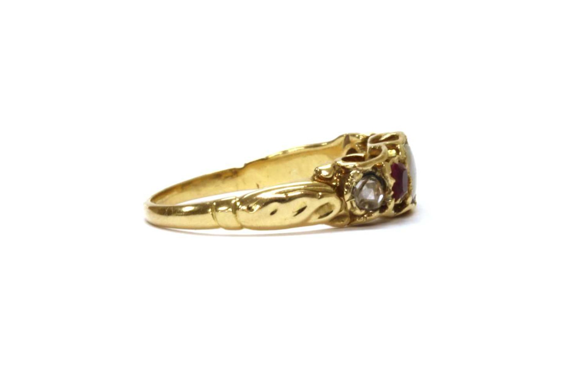 A gold opal, ruby and diamond ring, - Image 2 of 3