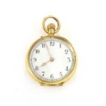 A gold open-faced pin set fob watch,