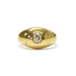 A late Victorian gold single stone diamond ring,