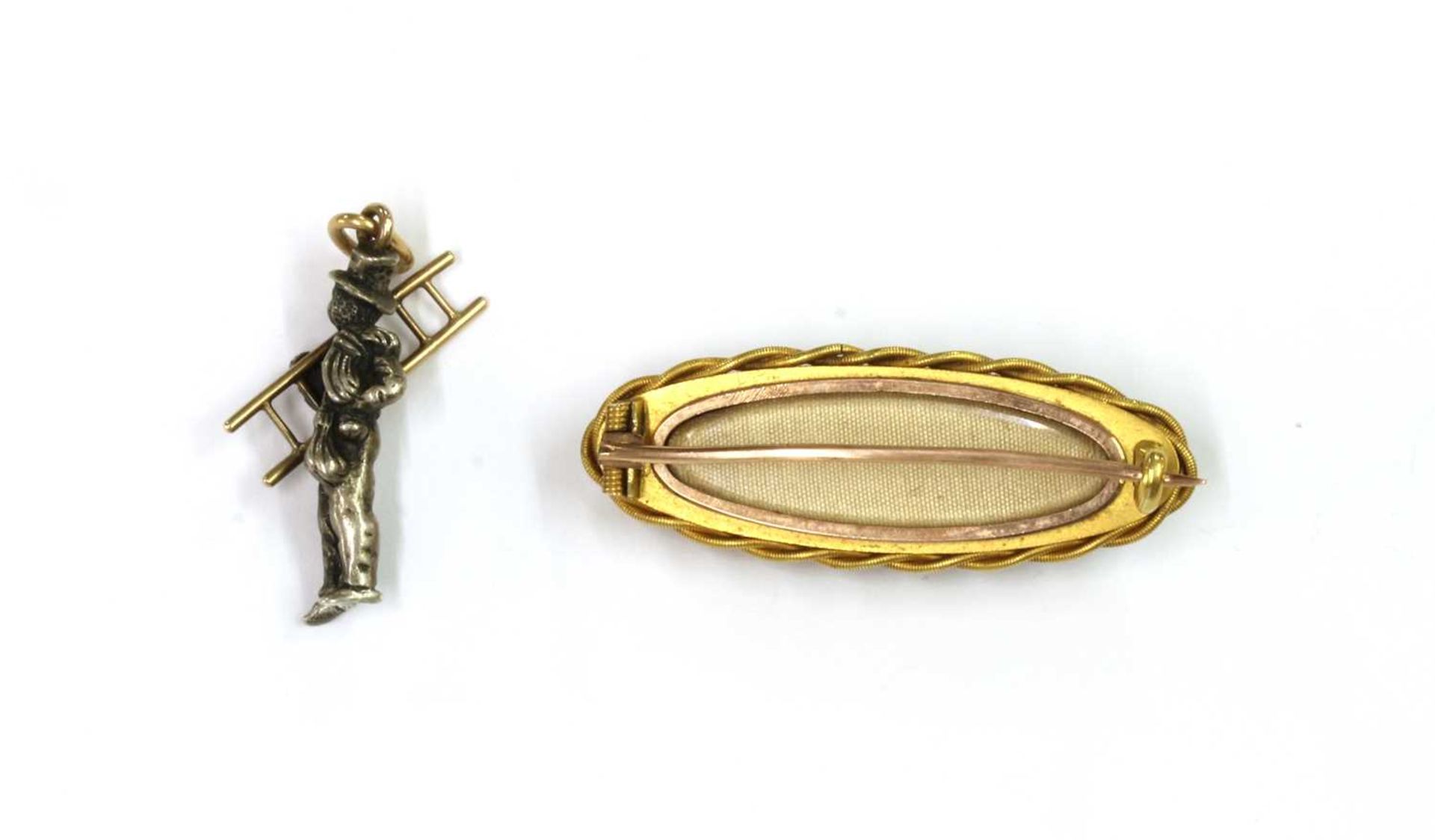 A Victorian gold onyx and split pearl brooch, - Image 2 of 2