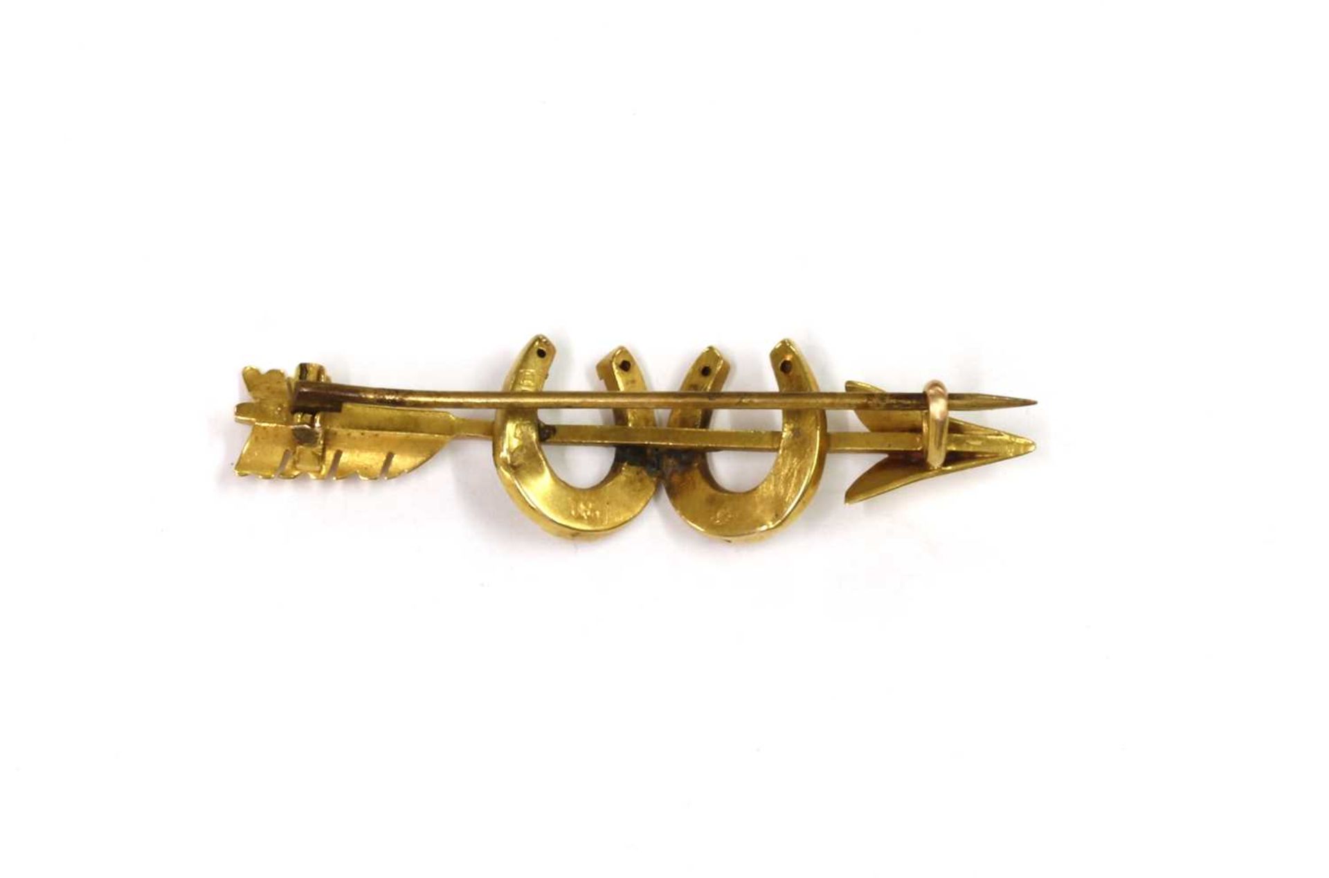 A late Victorian gold arrow and horseshoe brooch, - Image 2 of 2